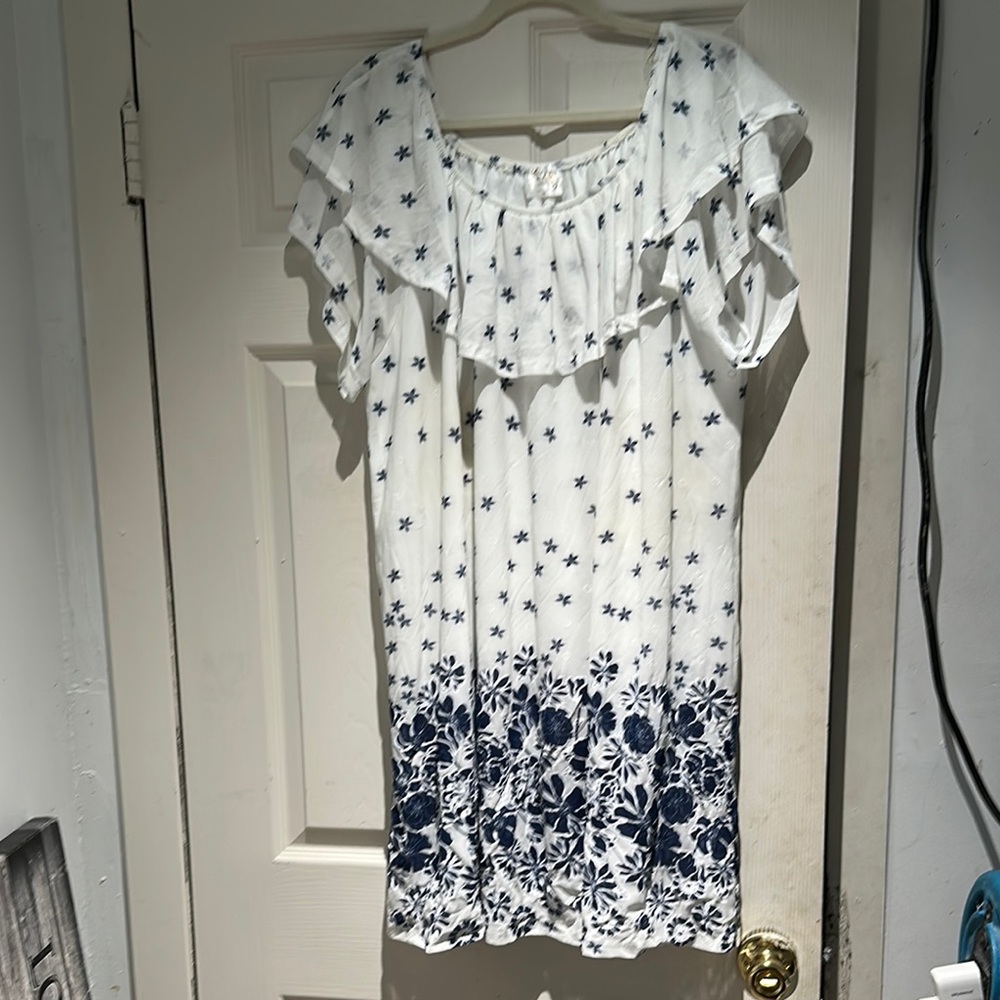 Siren Lily White and Blue Floral Dress
